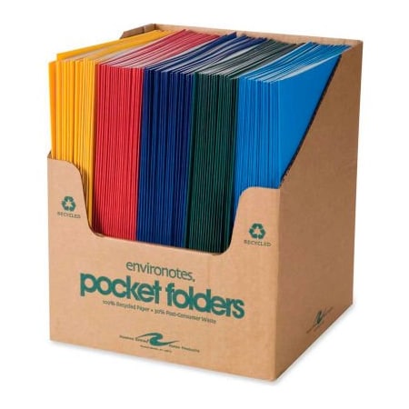 Roaring Springs Roaring Spring Standard Colors Embossed 2 Pocket Portfolio 9-1/2in x 11-3/4in, Assorted, 100/Pk 50200